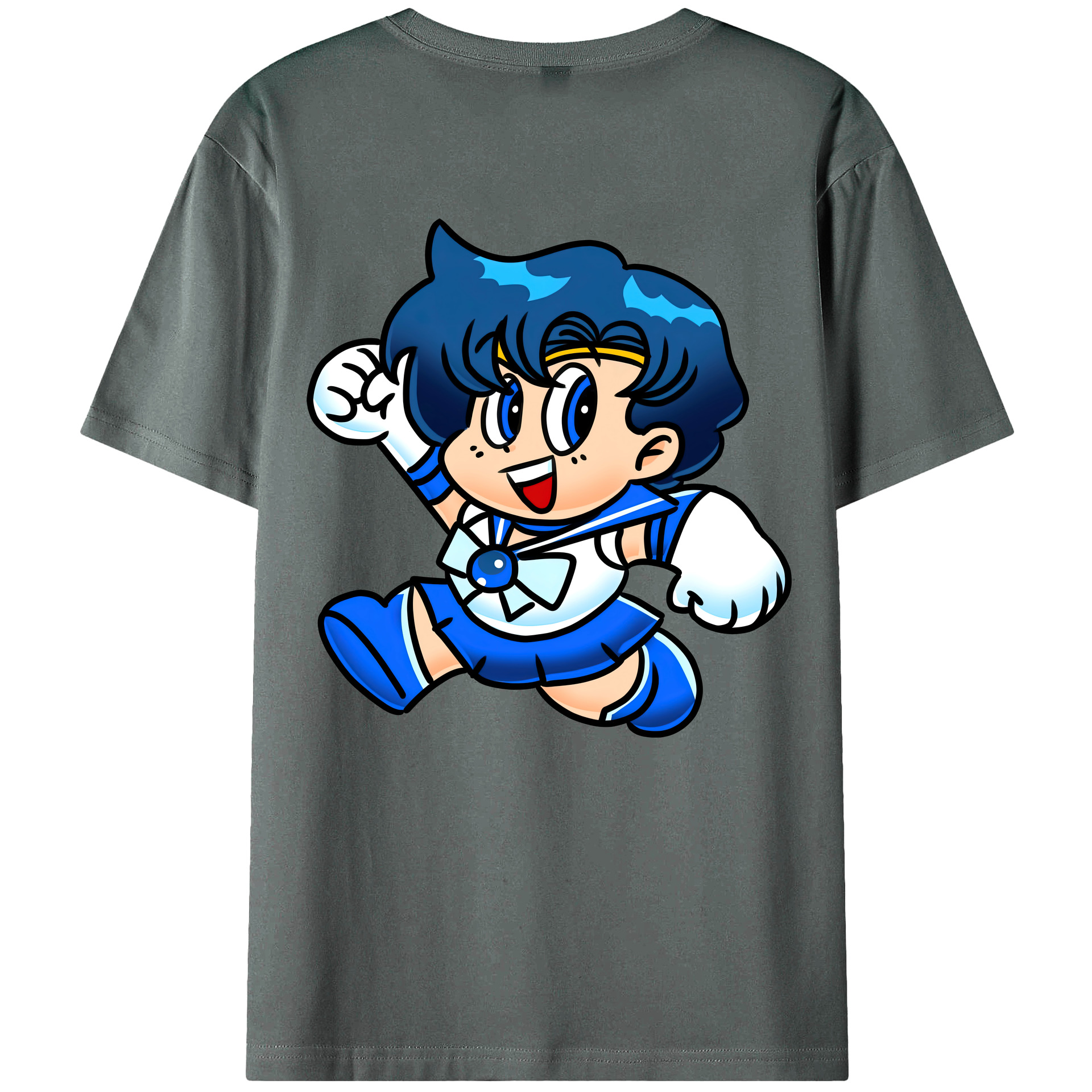 （画像用） 美少女戦士セーラームーン 水野 亜美 みずの あみ Sailor Moon Mizuno Ami 綿100％ メンズ半袖Tシャツ（バックプリント） 通気性